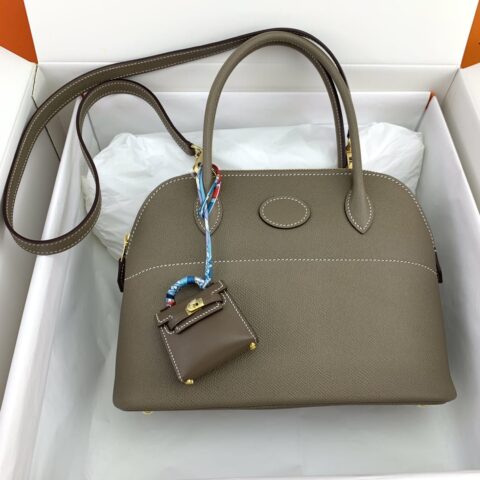 Hermès bolide 27cm epsom leather CK18 大象灰 Etoupe 金扣 蜜蜡线手缝