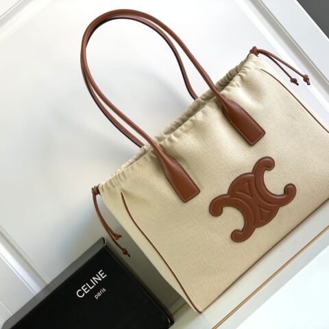 CELINE赛琳抽绳麻布大购物袋199973