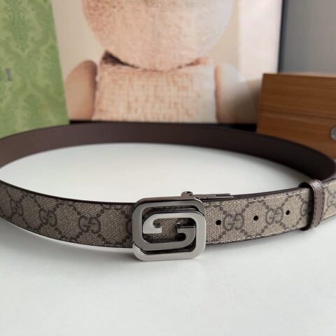 Gucci古驰    方形互扣式双G搭扣男士3.0cm腰带