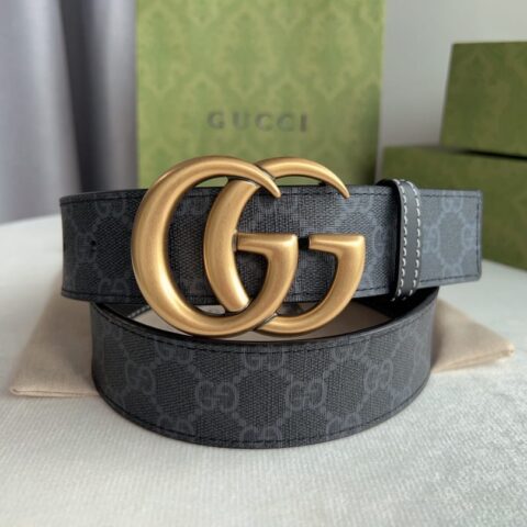 Gucci古驰   GG Supreme双G带扣腰带4.0cm