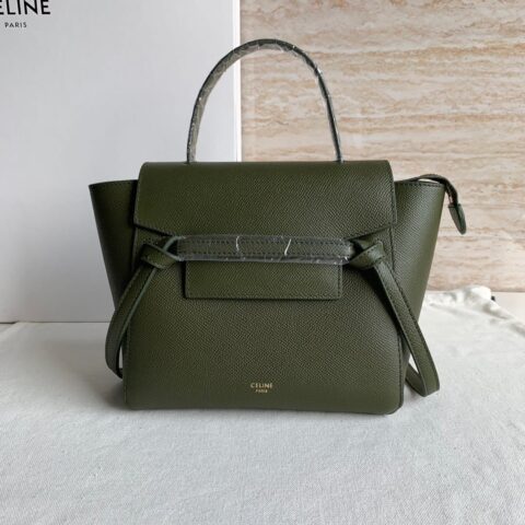 CELINE赛琳军绿色掌纹 BELT NANO粒面小牛皮手袋189003