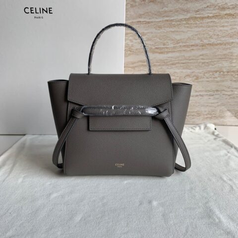 CELINE赛琳水晶灰掌纹 BELT NANO粒面小牛皮手袋189003