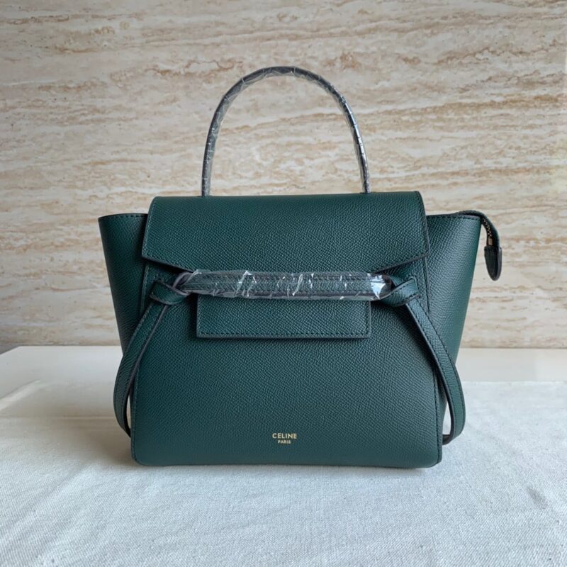 CELINE赛琳墨绿色掌纹 BELT NANO粒面小牛皮手袋189003