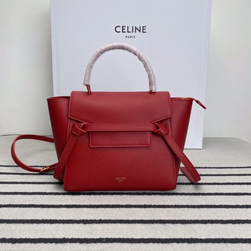 CELINE赛琳大红掌纹 BELT NANO粒面小牛皮手袋189003