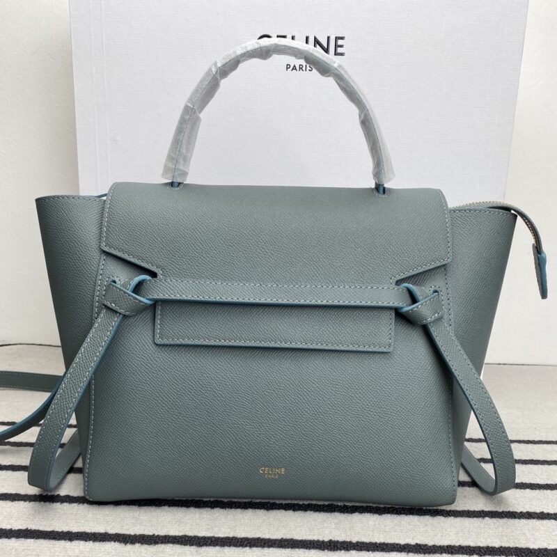 CELINE赛琳雾霾蓝掌纹BELT MICRO超小号粒面小牛皮手袋189153