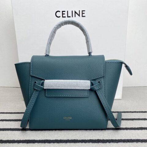 CELINE赛琳Belf PICO普鲁士蓝掌纹迷你粒面小牛皮手袋194263