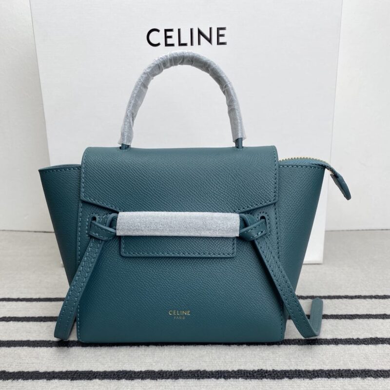 CELINE赛琳Belf PICO普鲁士蓝掌纹迷你粒面小牛皮手袋194263