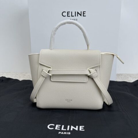 CELINE赛琳Belf PICO白色掌纹迷你粒面小牛皮手袋194263