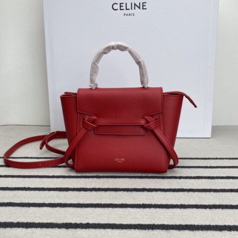 CELINE赛琳Belf PICO大红掌纹迷你粒面小牛皮手袋194263