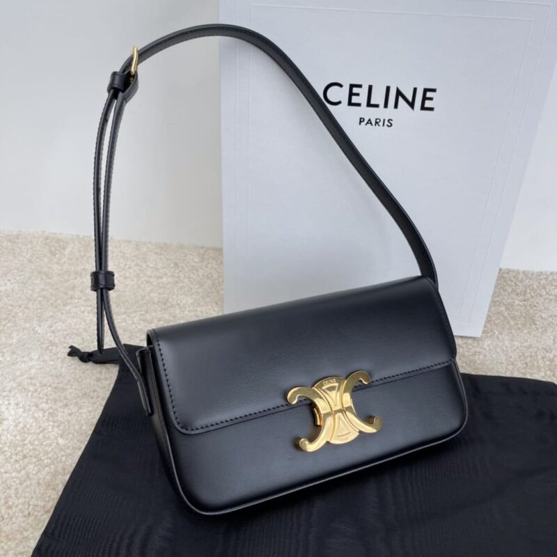 CELINE赛琳TRIOMPHE亮面牛皮革肩背包194143