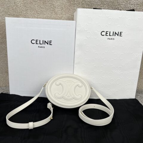 CELINE赛琳TRIOMPHE 光滑牛皮革斜挎椭圆形月饼包101703