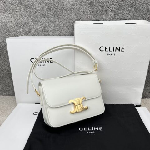 CELINE赛琳TRIOMPHE 白色小号亮泽小牛皮手袋188423