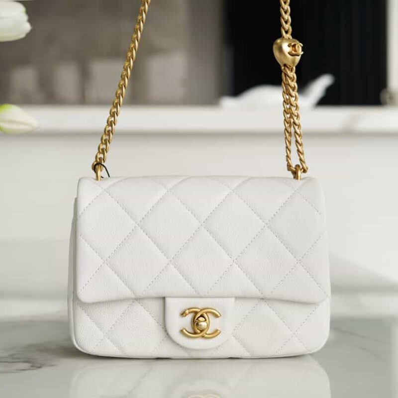 CHANEL 23p爱心调节扣链条 黑金 方胖子 AS3829白色