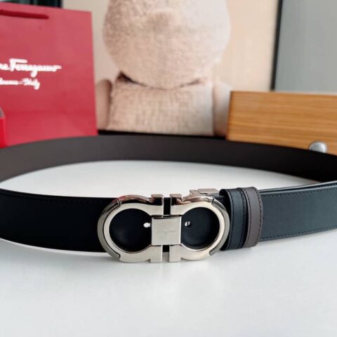 Salvatore Ferragamo菲拉格慕 金属扣男士商务腰带3.5cm
