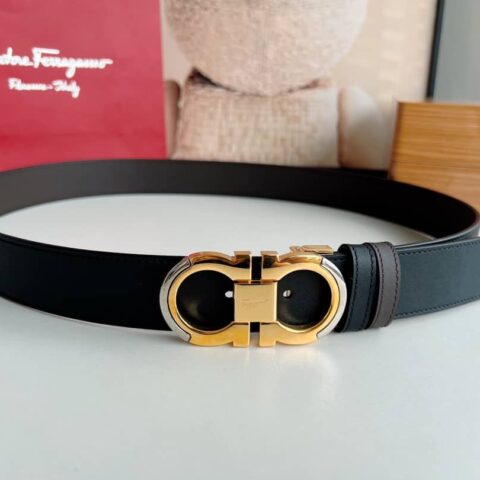 Salvatore Ferragamo菲拉格慕 金属扣男士商务腰带3.5cm