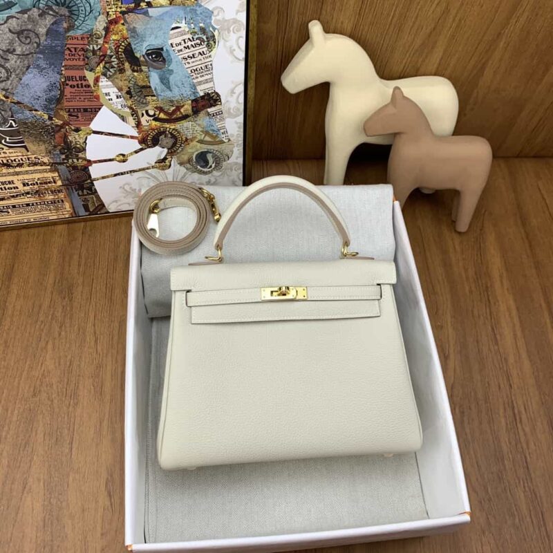 Hermès kelly 25cm togo 10奶昔白 金扣