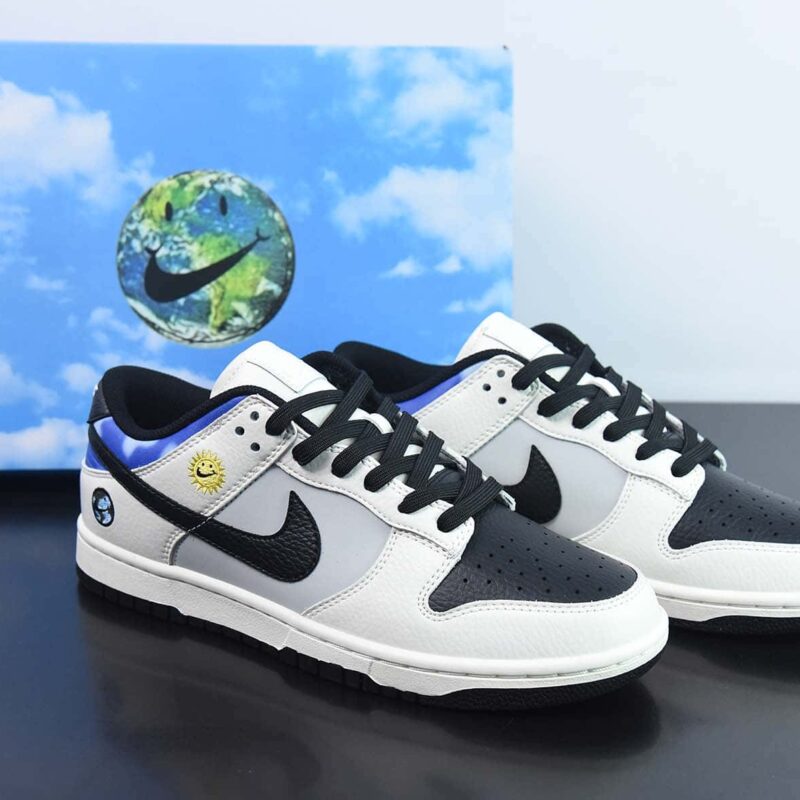 Nike By You SB Dunk Low Retro SP扣篮系列低帮休闲运动滑板板鞋“皮革米白黑天空蓝”货号:BB1609-112