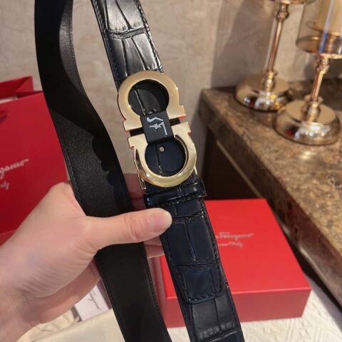 Ferragamo菲拉格慕 精致8字金属扣男士3.8cm腰带