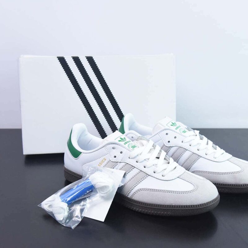 KITH x AD Originals Samba OG"Classics Program"桑巴联名白浅灰深绿烫金”货号:FX5398