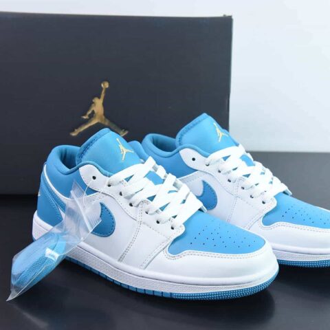 NK Air Jordan 1 Low "Aquatone" 乔1蓝白色 低帮文化休闲板鞋 货号:553560-174