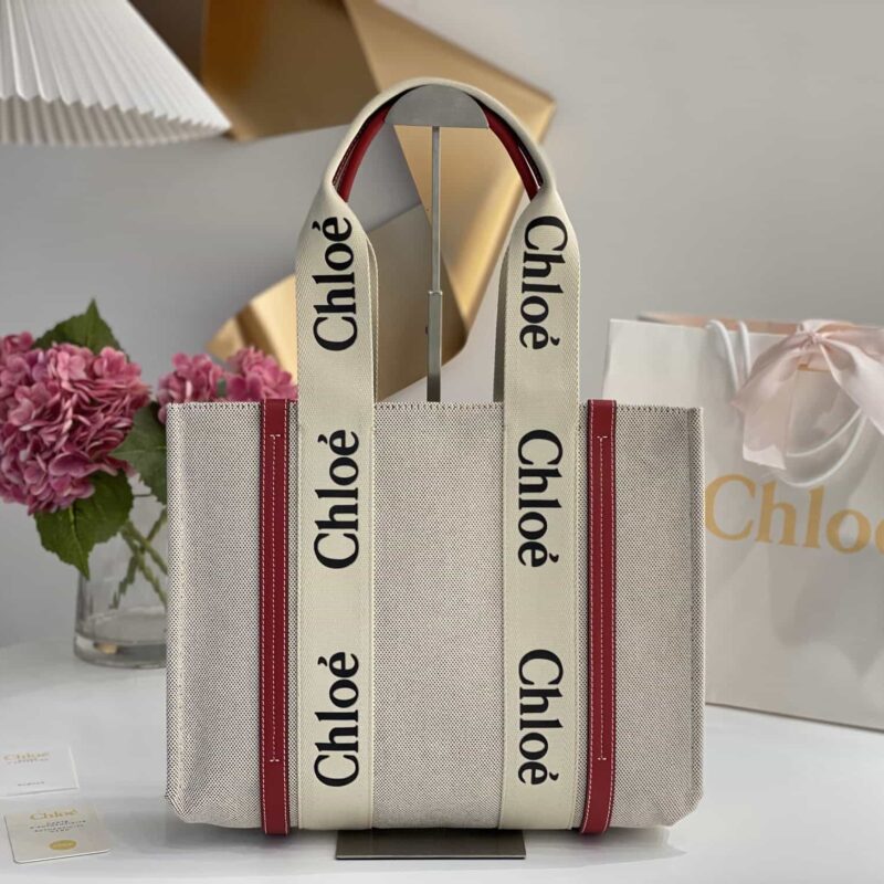 chloe WOODY中号托特包 37CM 烟红色