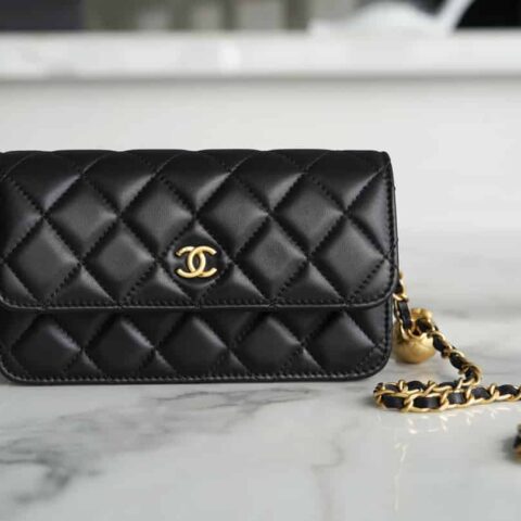CHANEL 23C金属球手机包 AP3071黑色