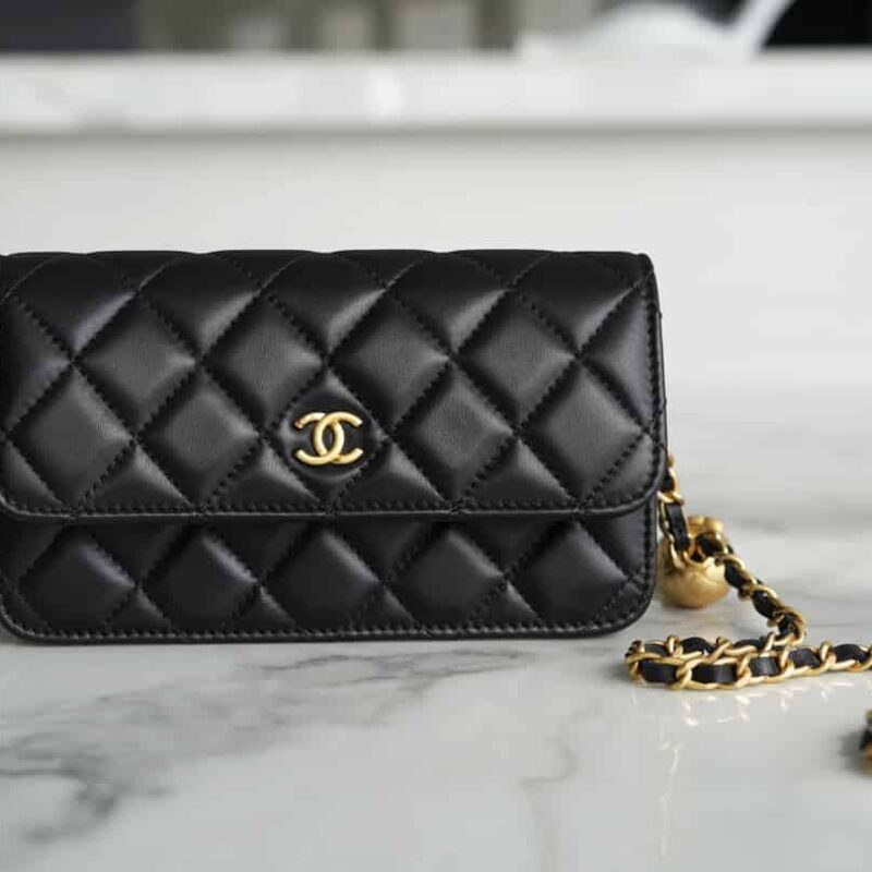 CHANEL 23C金属球手机包 AP3071黑色