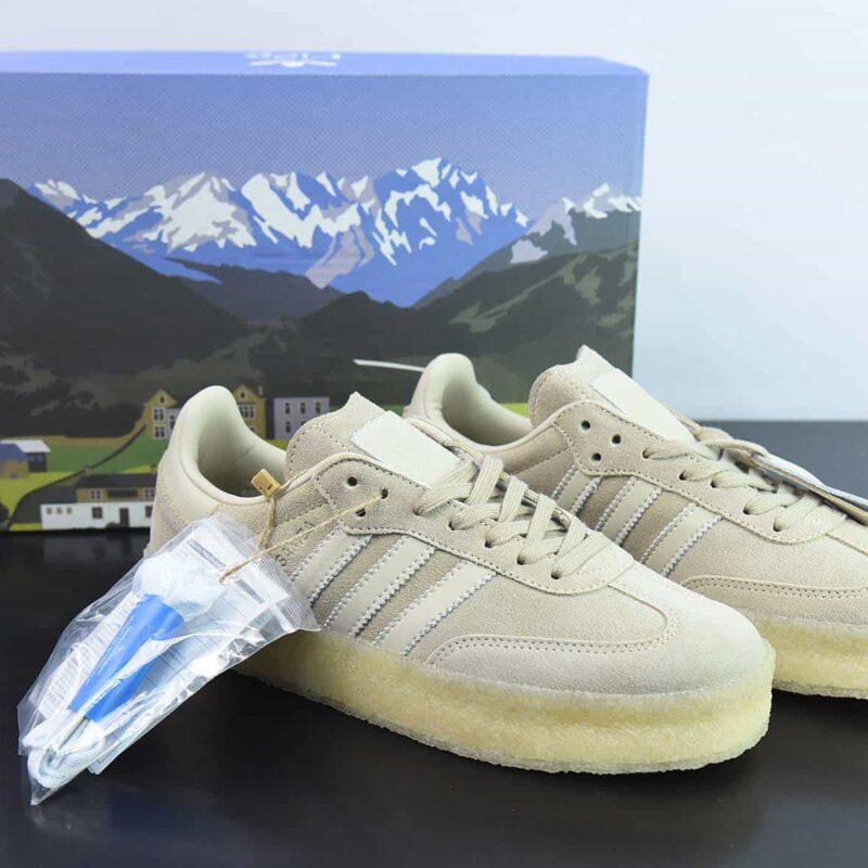 Kith x Clarks x Ad Originals 8th Street Samba "Chalk White" 桑巴舞街头系列德训风低帮复古休闲板鞋 货号:ID7298