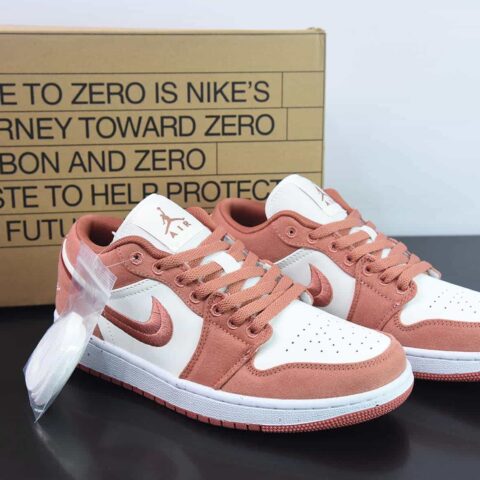 Air Jordan 1 Low AJ1 乔丹1代低帮篮球鞋/白粉 刺绣 2023年新款发售 货号:FN3722-801