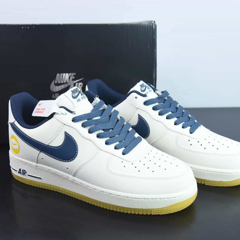 Nike Air Force 1'07 Low"Milky White/Navy/Yellow"空军一号板鞋“皮革米白海军蓝黄”货号:XC2351-033
