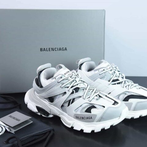 巴黎世家BALENCIAGA Track LED Trainers 3.0代复古野跑姥爹潮流百搭慢跑鞋“米白灰黑”555032 W3AD6 1258