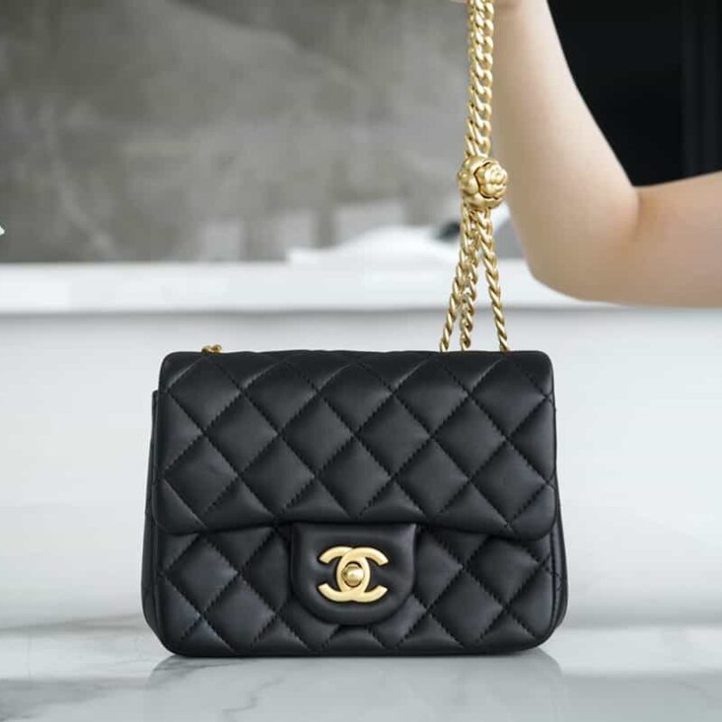 CHANEL 23S春夏新款 山茶花 方胖子黑色 AS1786