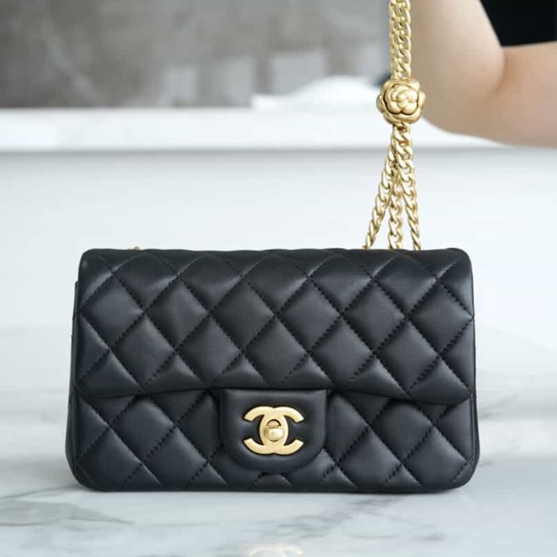 CHANEL 23S春夏新款 山茶花 mini 黑色 AS4041