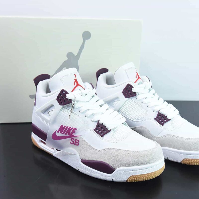 Nike SB x Air Jordan 4 AJ4 Pine Green SB 联名白紫运动鞋 货号：DR5415-500
