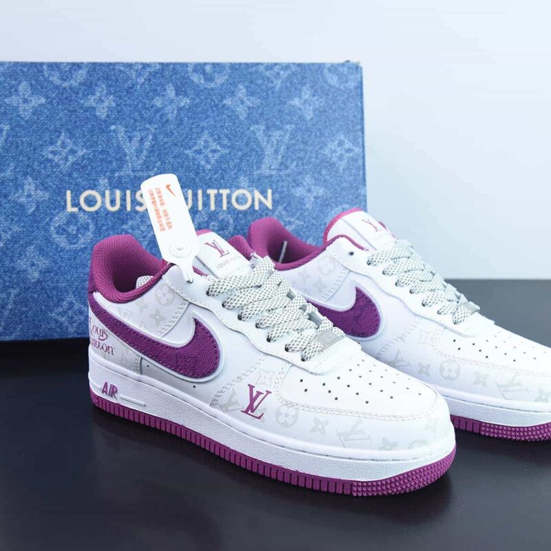 Nike Air Force 1 07 空军一号“皮革白紫牛仔LV老花”低帮运动鞋 货号:CV0670-500