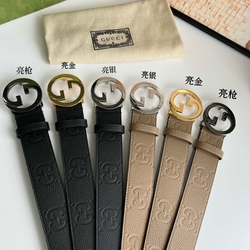 GUCCI古驰 圆形互扣式双G腰带