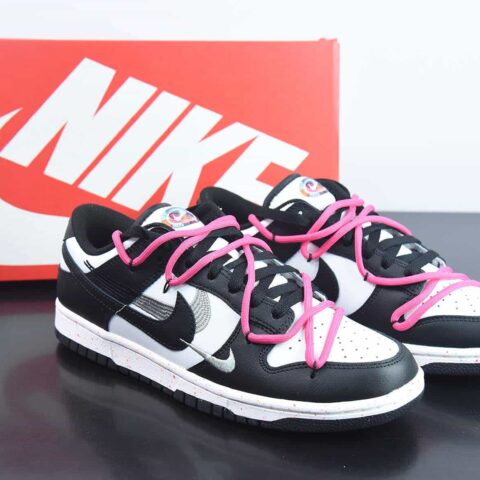 Nike SB Dunk Low"Multi-Color/Swoosh"扣篮系列低帮休闲运动滑板板鞋“熊猫黑白粉绑绳三钩子”货号:FD4623-133