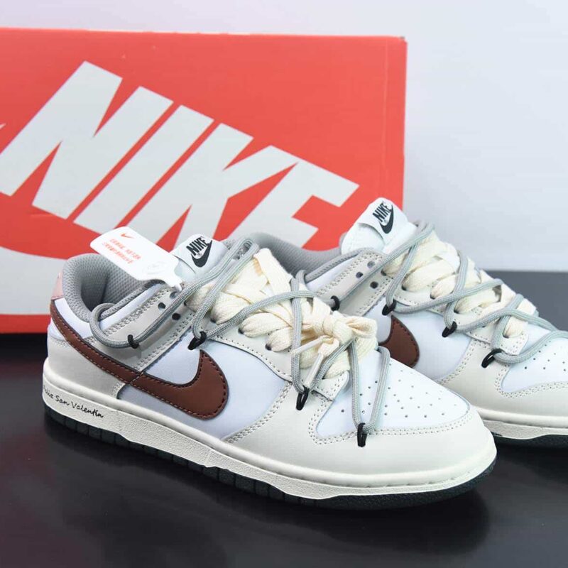 Nike SB Dunk Low “Habibi” 杏仁白 定制绑带 扣篮系列复古低帮休闲运动滑板板鞋货号:DD1503117