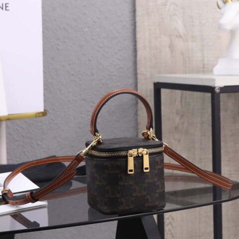 特级品质 全钢五金CELINE TRIOMPHE CANVAS迷你化妆包/小盒子型号:10J762