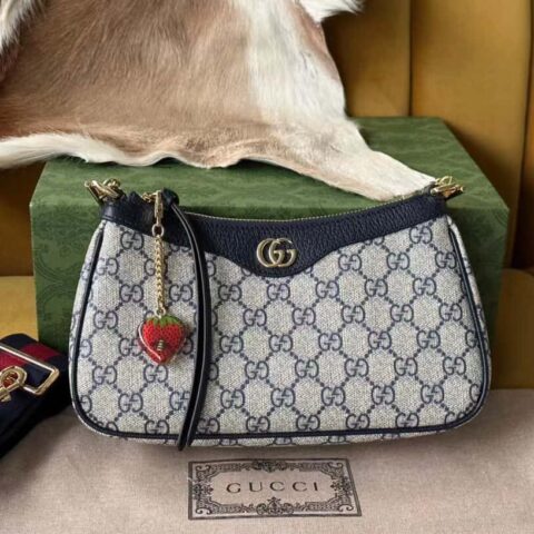 【原厂皮】GUCCI Ophidia 草莓麻将包 Gucci钻石菱格纹735132Ophidia系列