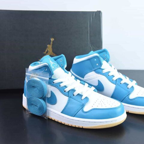 Air Jordan 1 MID AJ1中帮经典复古文化休闲运动篮球鞋“白湖水蓝”货号:DQ8426-400