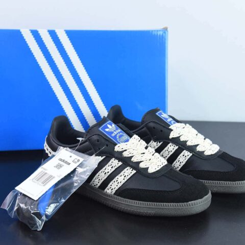 Adidas Originals Samba 阿迪达斯 桑巴系列德训百搭复古低帮板鞋 蕾丝手工编织三条杠货号:B75807