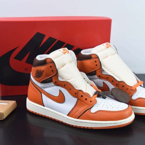 Air Jordan1 AJ1 乔丹1代高帮篮球鞋/白橙「爱马仕橙」货号:DO9369-101
