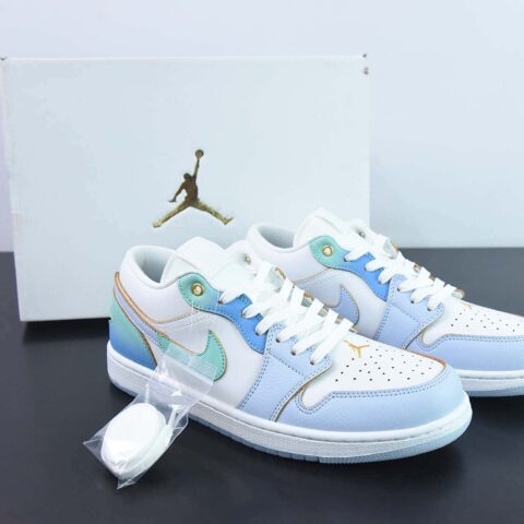 NK Air Jordan 1 Low SE”Emerald Rise“AJ1乔丹一代低帮经典复古文化休闲运动篮球鞋“白蓝海盐冰蓝”货号:FN8899-131