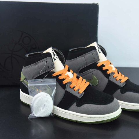 NK Air Jordan 1 Mid SE ”Craft“ AJ1 乔1黑煤灰 中邦休闲板鞋 货号：FD6817-003