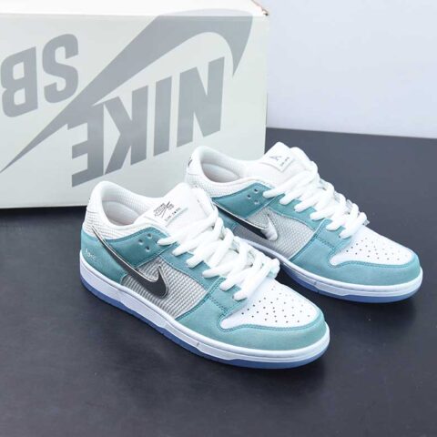 nk SB Dunk Low 白青液态勾男士低帮运动鞋 货号:FD2562 400