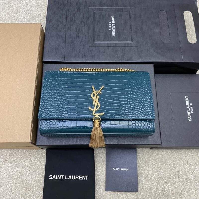Y家最经典的款式Kate鳄鱼纹链条斜挎包小鳄鱼松石绿/金扣型号:377829