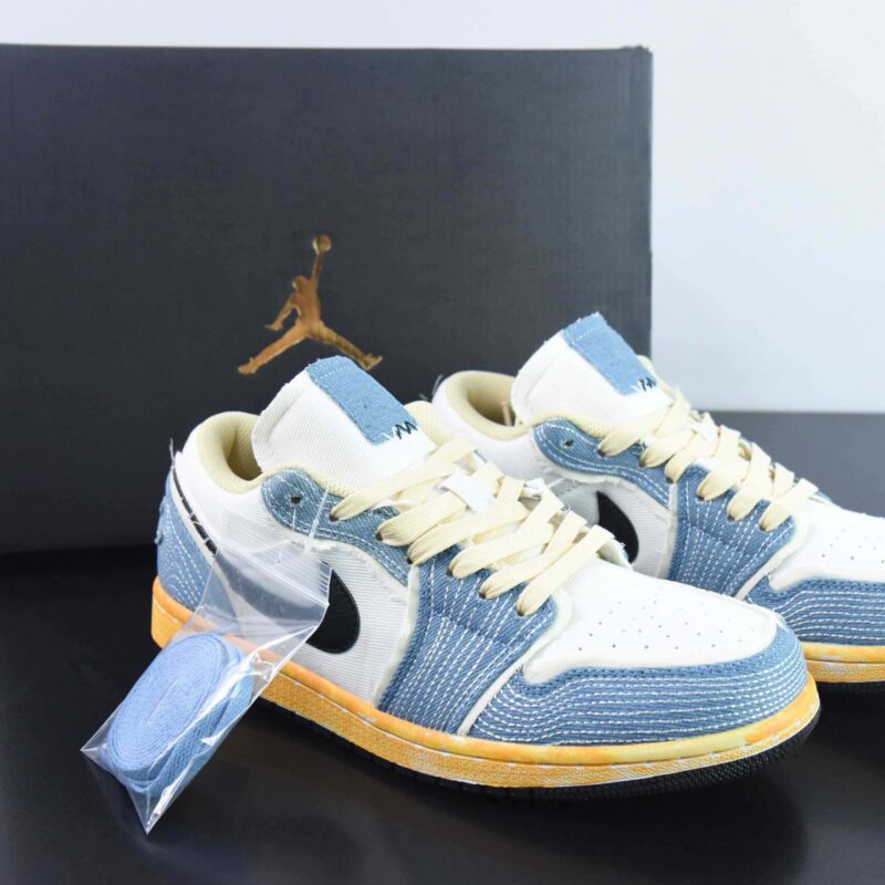 Air Jordan AJ1 Low 水洗丹宁刺子绣运动鞋 货号:FN7670-493