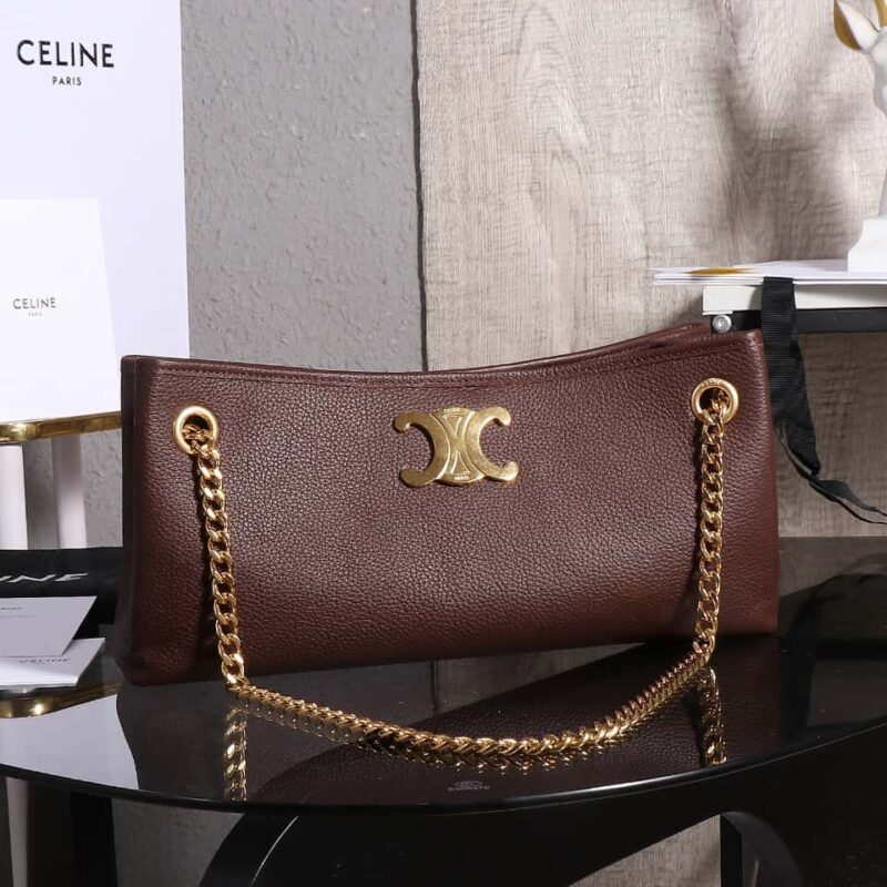 【特级品质 全钢五金】 CELIN_E23|NEWSPAPER TRIOMPHE SOFT柔软牛皮革链条包编号:114253
