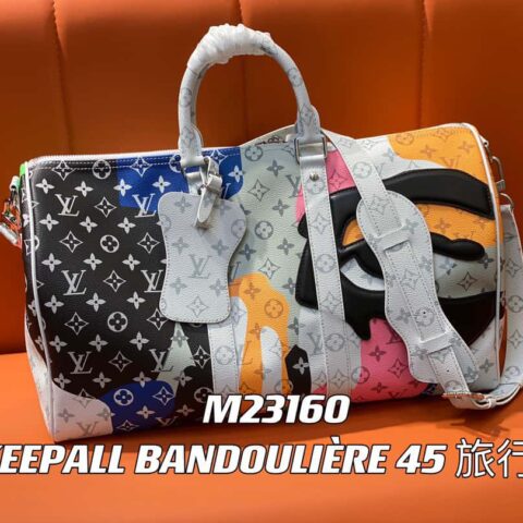 【原单精品】M23160白花(眼睛系列) 旅行袋系列 KEEPALL BANDOULIÈRE 45 旅行袋